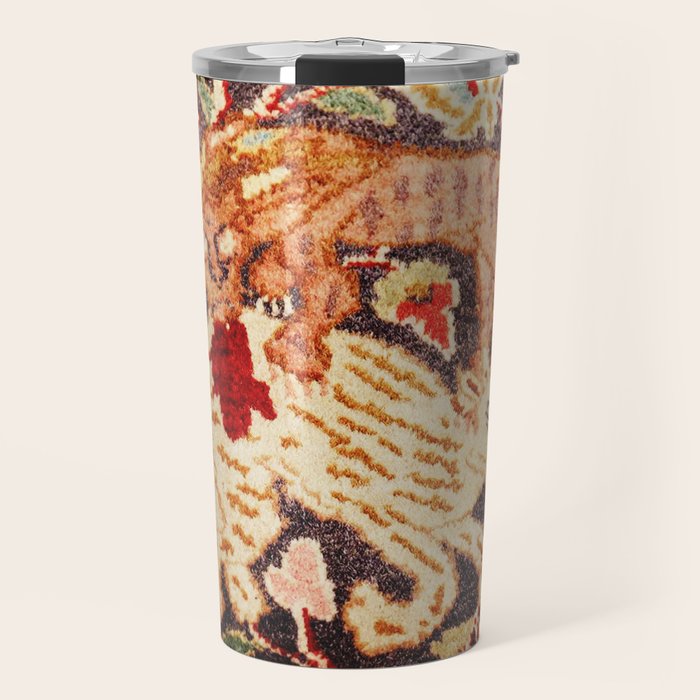 Antique Persian Animal Rug Print Travel Mug Gallery Image 1