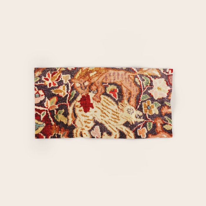 Antique Persian Animal Rug Print Bath Towel Gallery Image 1
