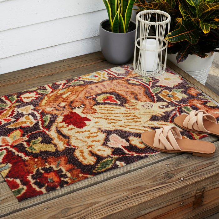 Antique Persian Animal Rug Print Outdoor Rug Gallery Image 2