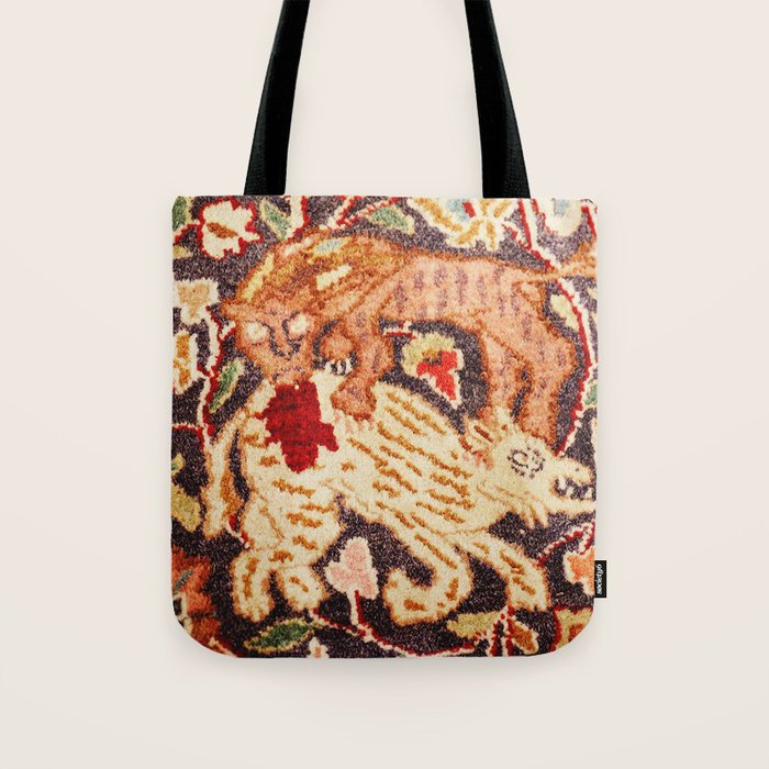 Antique Persian Animal Rug Print Tote Bag Gallery Image 1