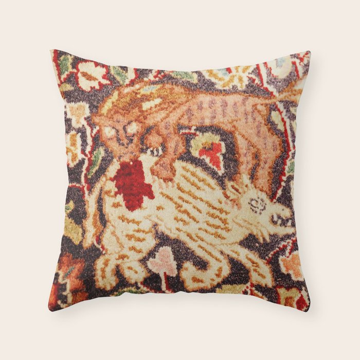 Antique Persian Animal Rug Print Throw Pillow Gallery Image 6