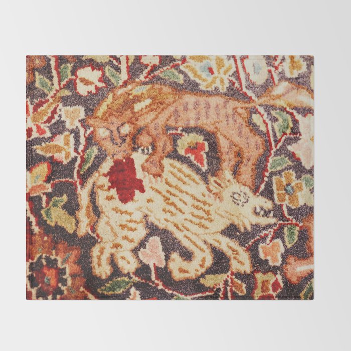 Antique Persian Animal Rug Print Throw Blanket Gallery Image 2