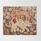 Antique Persian Animal Rug Print Throw Blanket Gallery Image 2