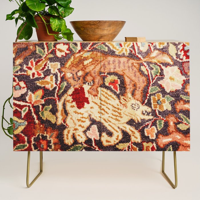Antique Persian Animal Rug Print Credenza Gallery Image 1