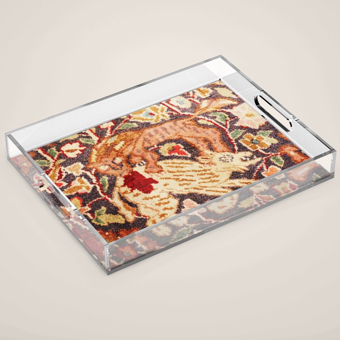 Antique Persian Animal Rug Print Acrylic Tray Gallery Image 1