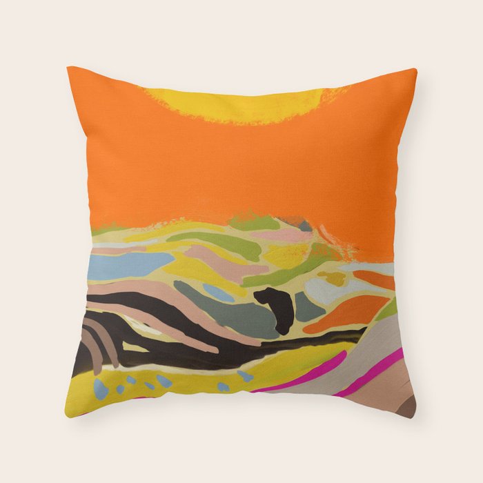 sun hills abstract landscape Throw Pillow Gallery Image 1