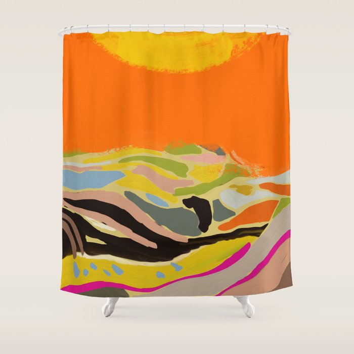 sun hills abstract landscape Shower Curtain Gallery Image 1