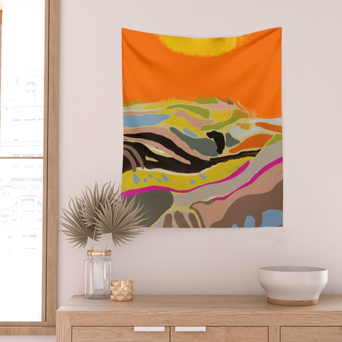 sun hills abstract landscape Wall Tapestry Gallery Image 2