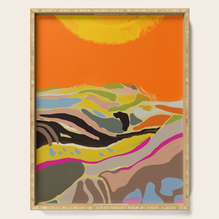 sun hills abstract landscape Serving Tray Gallery Image 1