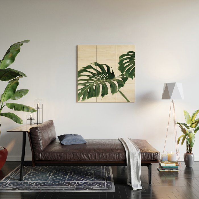 Minimalist Monstera Wood Wall Art Gallery Image 2