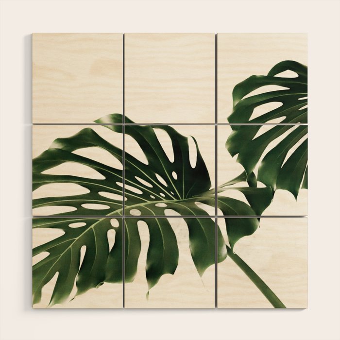 Minimalist Monstera Wood Wall Art Gallery Image 1