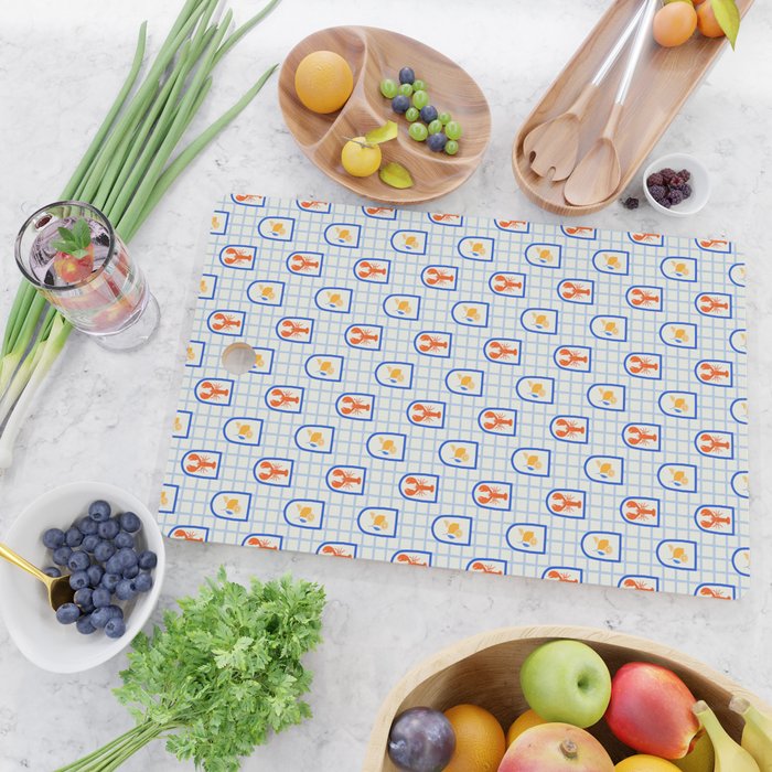 Mediterranean lobster sea food art pattern Cutting Board Gallery Image 2