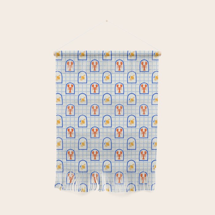 Mediterranean lobster sea food art pattern Wall Hanging Gallery Image 1