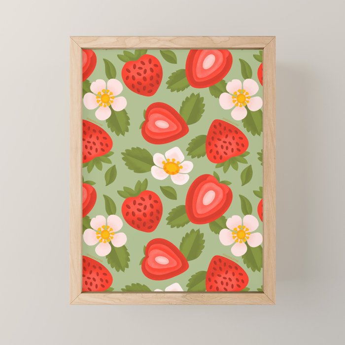 Strawberry Pattern - Amalfi Coast Cocktails Mini Art Print Gallery Image 1