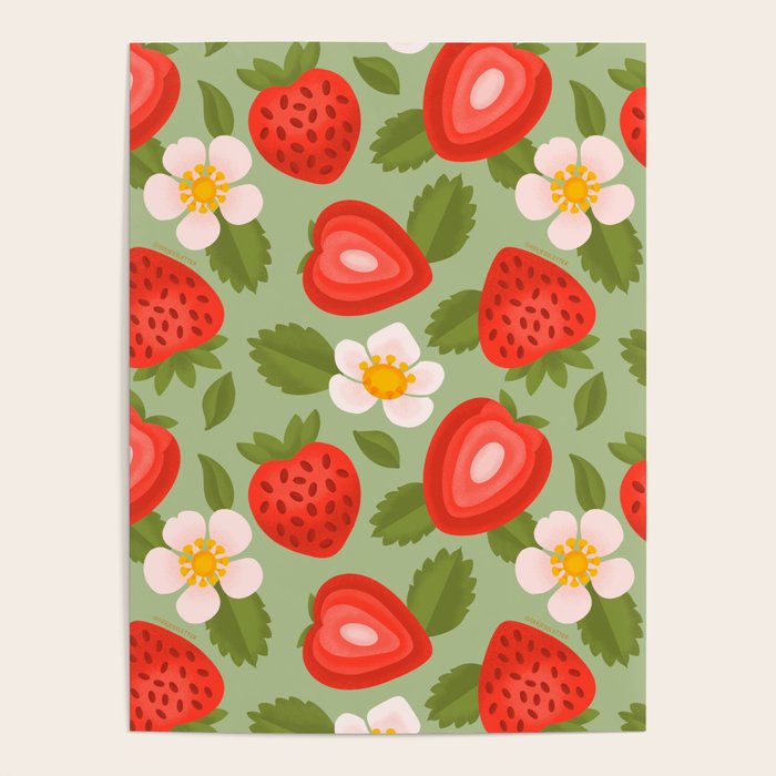 Strawberry Pattern - Amalfi Coast Cocktails Poster Gallery Image 1