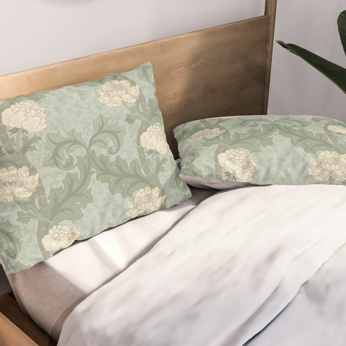 Vintage Floral Arts and Crafts Style Pillow Sham Gallery Image 2
