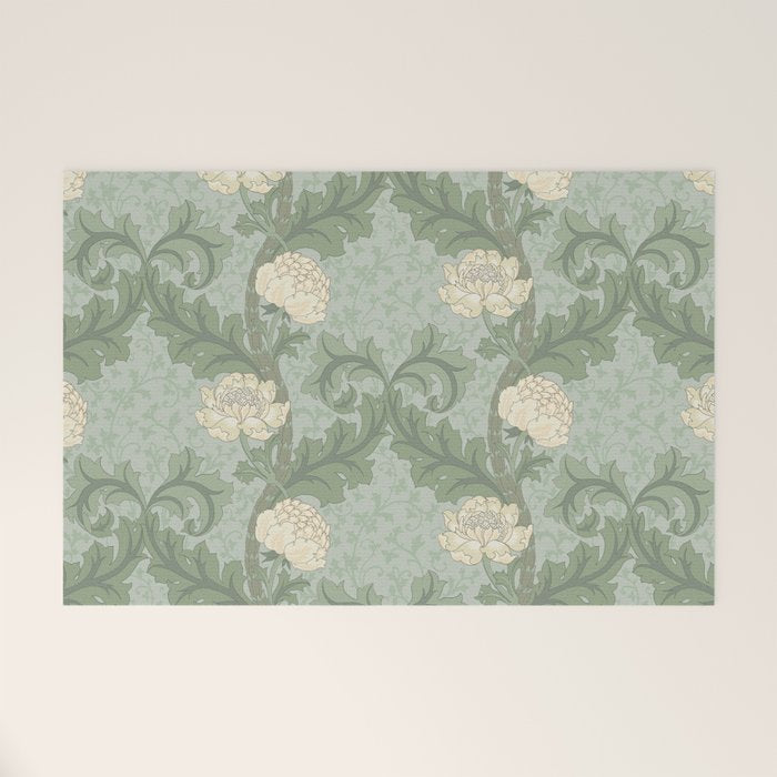 Vintage Floral Arts and Crafts Style Welcome Mat Gallery Image 1