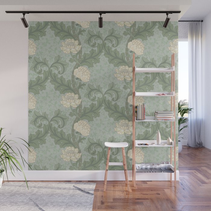 Vintage Floral Arts and Crafts Style Wall Mural Gallery Image 1