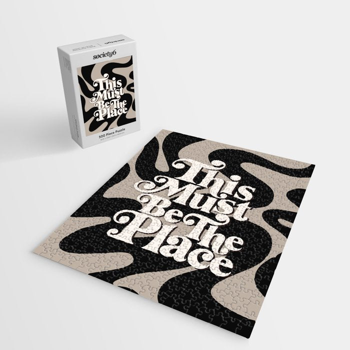 This Must Be The Place - 70s, Vintage, Retro, Abstract Pattern (Black & Beige) Jigsaw Puzzle Gallery Image 2