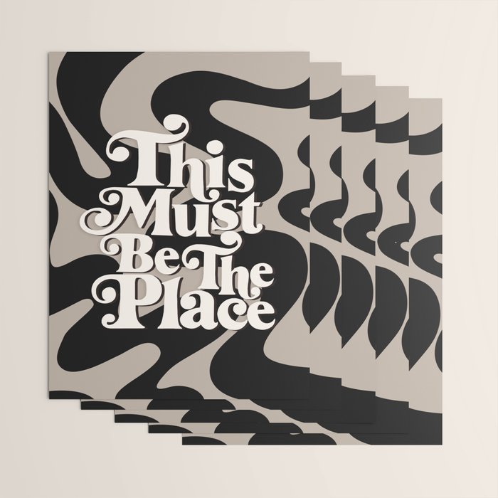 This Must Be The Place - 70s, Vintage, Retro, Abstract Pattern (Black & Beige) Wrapping Paper Gallery Image 3