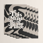 This Must Be The Place - 70s, Vintage, Retro, Abstract Pattern (Black & Beige) Wrapping Paper Gallery Image 3