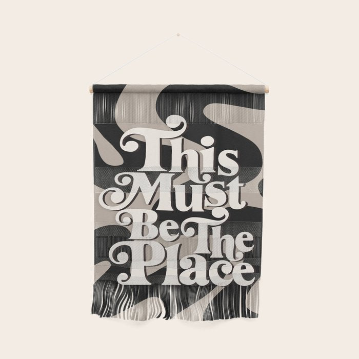 This Must Be The Place - 70s, Vintage, Retro, Abstract Pattern (Black & Beige) Wall Hanging Gallery Image 1