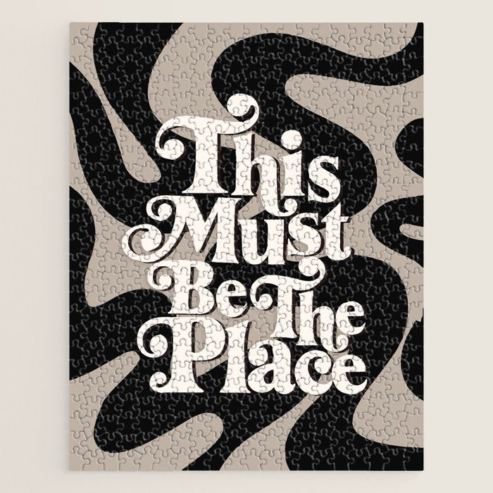 This Must Be The Place - 70s, Vintage, Retro, Abstract Pattern (Black & Beige) Jigsaw Puzzle Gallery Image 1