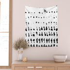 Medium Dots Pattern Black and White Distressed Texture Abstract Wall Tapestry Gallery Image 2