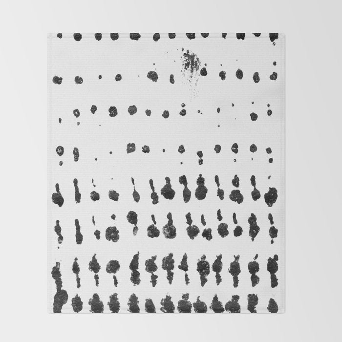 Medium Dots Pattern Black and White Distressed Texture Abstract Throw Blanket Gallery Image 2