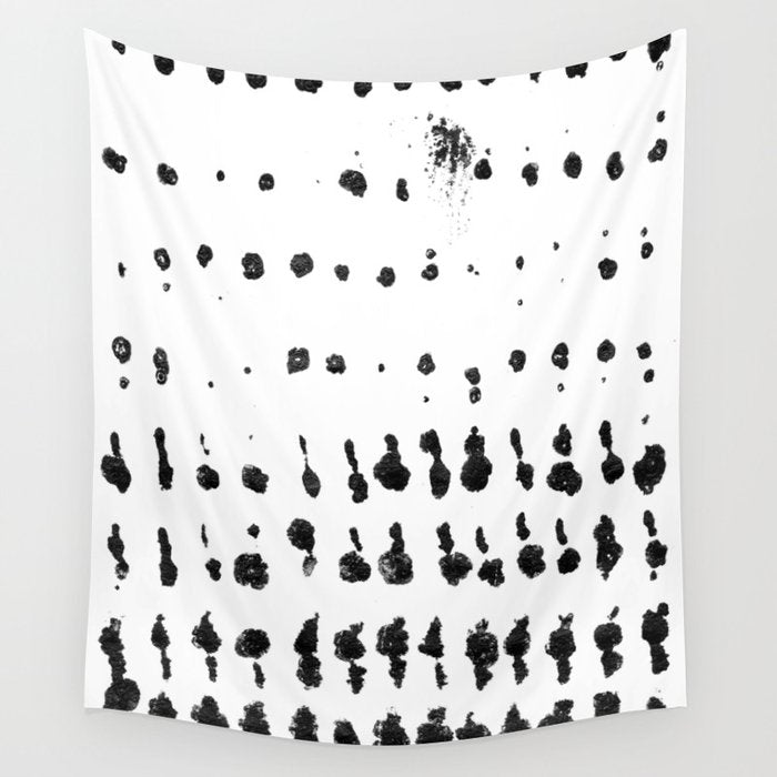 Medium Dots Pattern Black and White Distressed Texture Abstract Wall Tapestry Gallery Image 1