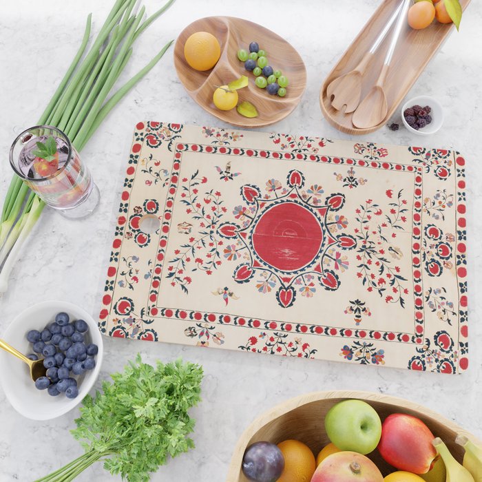 Tashkent Suzani Kokand Uzbekistan Embroidery Print Cutting Board Gallery Image 2