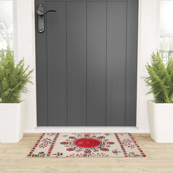 Tashkent Suzani Kokand Uzbekistan Embroidery Print Welcome Mat Gallery Image 3