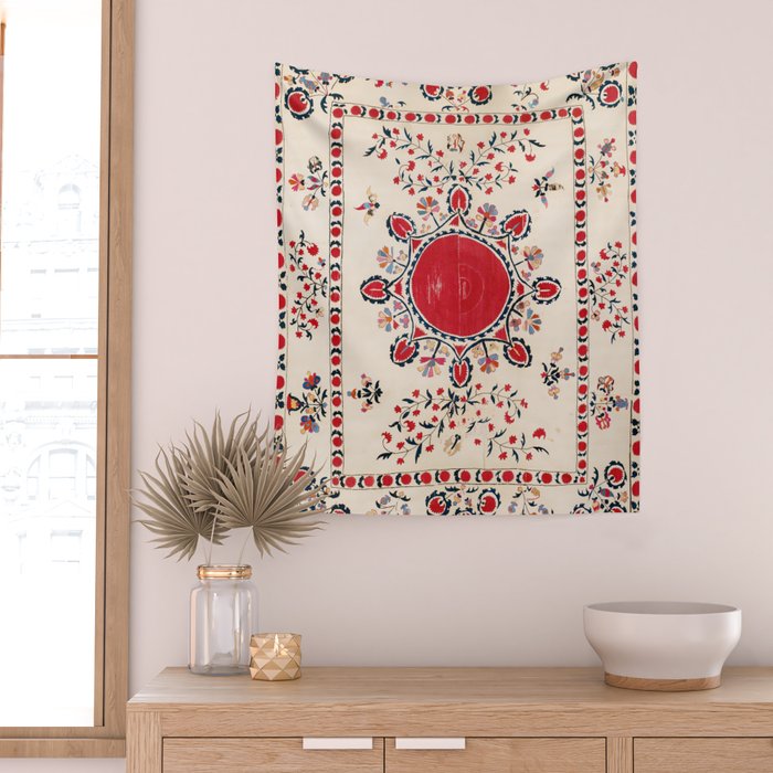 Tashkent Suzani Kokand Uzbekistan Embroidery Print Wall Tapestry Gallery Image 2