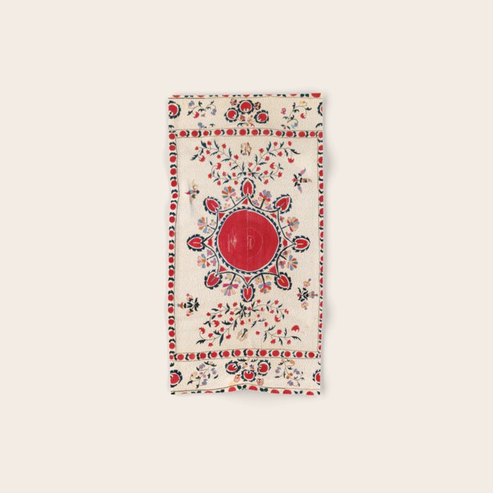 Tashkent Suzani Kokand Uzbekistan Embroidery Print Bath Towel Gallery Image 1