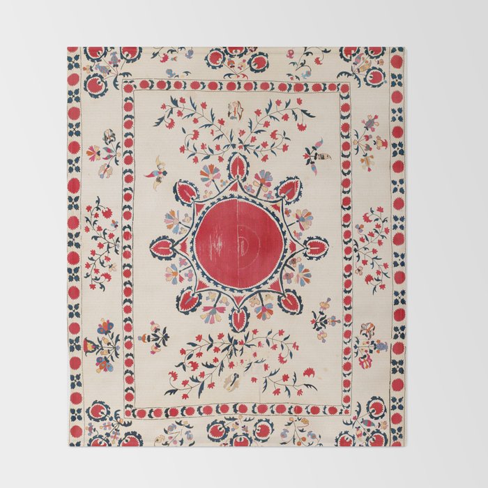 Tashkent Suzani Kokand Uzbekistan Embroidery Print Throw Blanket Gallery Image 2
