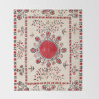 Tashkent Suzani Kokand Uzbekistan Embroidery Print Throw Blanket Gallery Image 2