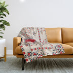 Tashkent Suzani Kokand Uzbekistan Embroidery Print Throw Blanket Gallery Image 1