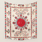 Tashkent Suzani Kokand Uzbekistan Embroidery Print Wall Tapestry Gallery Image 4