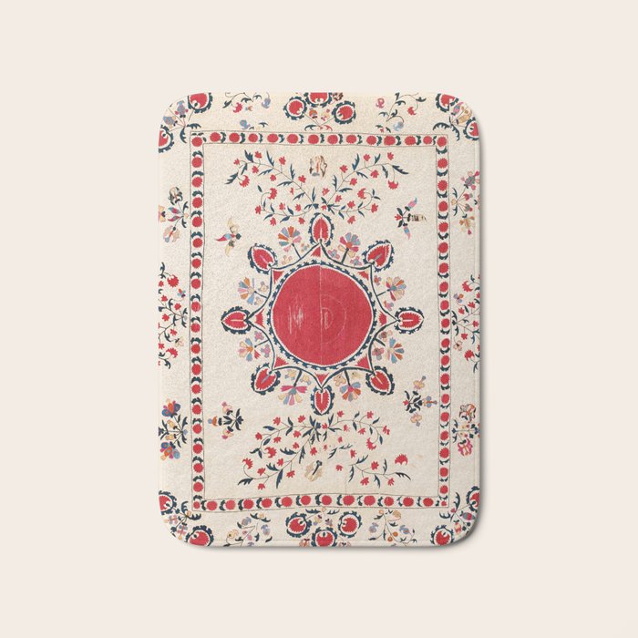 Tashkent Suzani Kokand Uzbekistan Embroidery Print Bath Mat Gallery Image 1