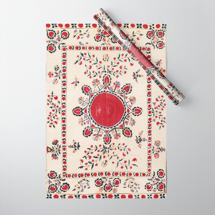 Tashkent Suzani Kokand Uzbekistan Embroidery Print Wrapping Paper Gallery Image 1