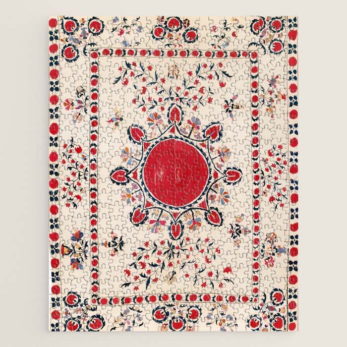 Tashkent Suzani Kokand Uzbekistan Embroidery Print Jigsaw Puzzle Gallery Image 1
