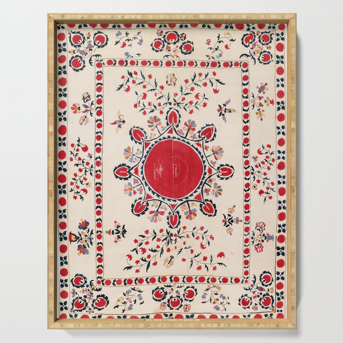 Tashkent Suzani Kokand Uzbekistan Embroidery Print Serving Tray Gallery Image 1