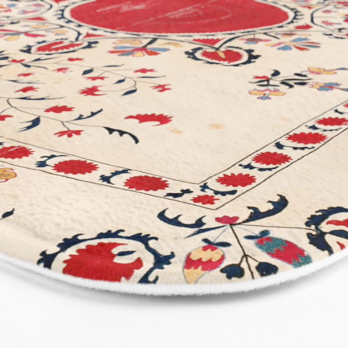 Tashkent Suzani Kokand Uzbekistan Embroidery Print Bath Mat Gallery Image 3