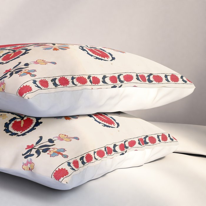 Tashkent Suzani Kokand Uzbekistan Embroidery Print Pillow Sham Gallery Image 3