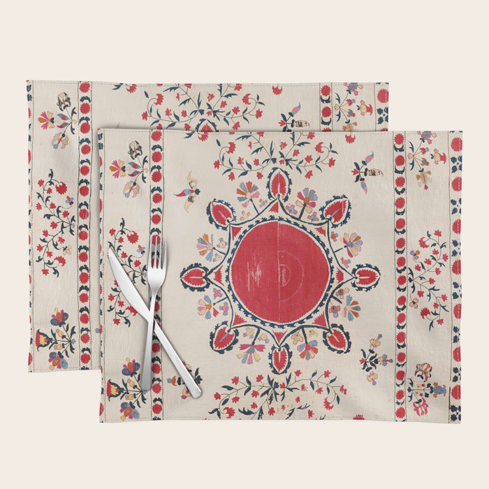 Tashkent Suzani Kokand Uzbekistan Embroidery Print Placemat Gallery Image 1