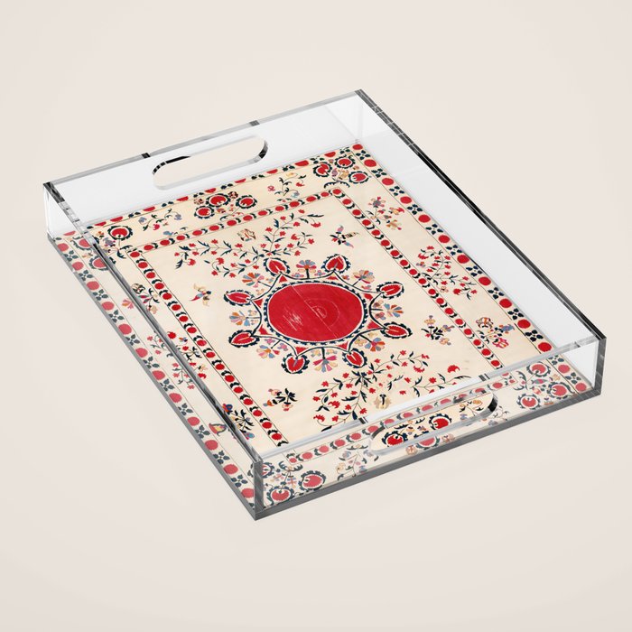 Tashkent Suzani Kokand Uzbekistan Embroidery Print Acrylic Tray Gallery Image 1