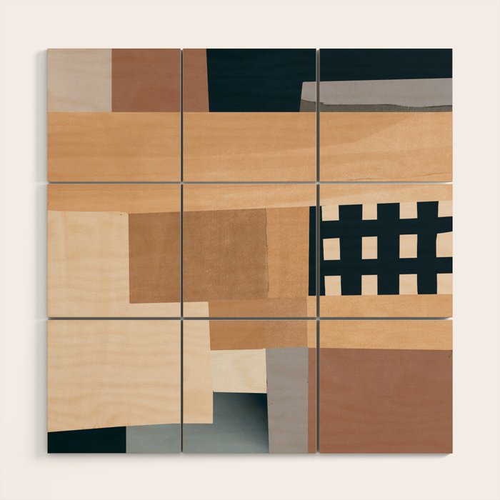 Modern Abstraction Mocha Mousse 3 Wood Wall Art Gallery Image 1