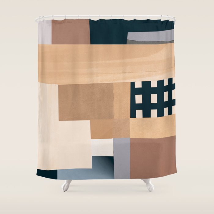 Modern Abstraction Mocha Mousse 3 Shower Curtain Gallery Image 1