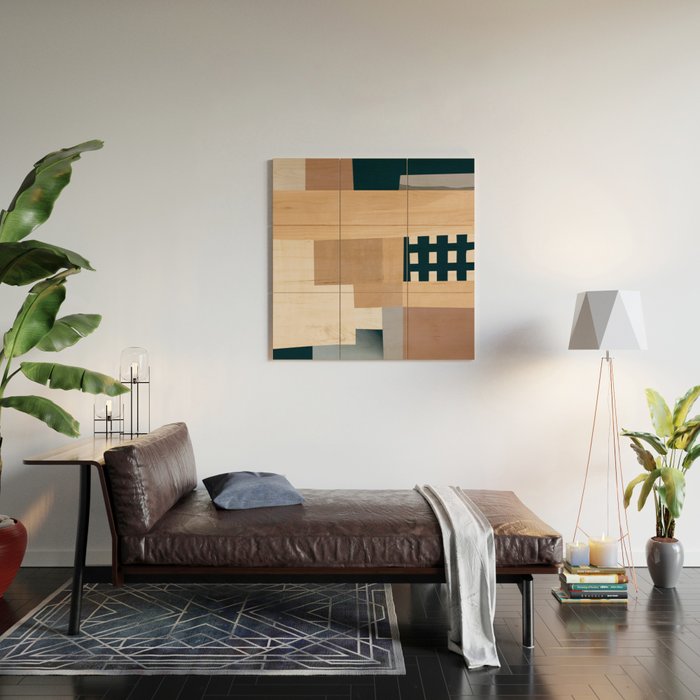 Modern Abstraction Mocha Mousse 3 Wood Wall Art Gallery Image 2