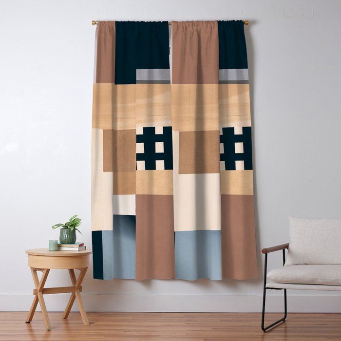 Modern Abstraction Mocha Mousse 3 Window Curtain Gallery Image 5